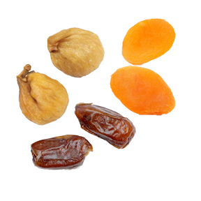 Mediterranean Fruit Collection with Golden Figs, Pitted Dates, Turkish Apricots